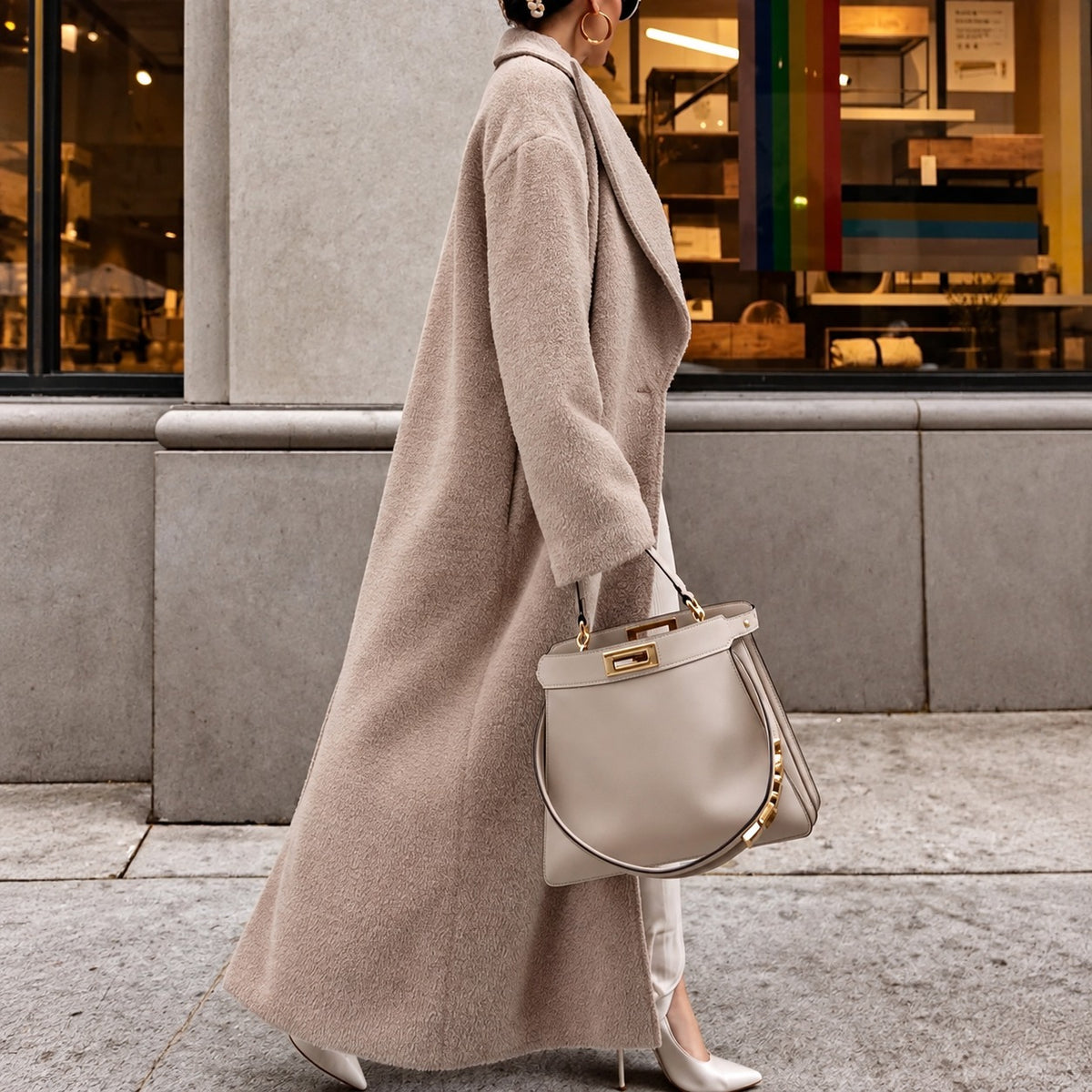 Damen Oversized Mantel - Lang, Reverskragen, Ein-Knopf-Verschluss