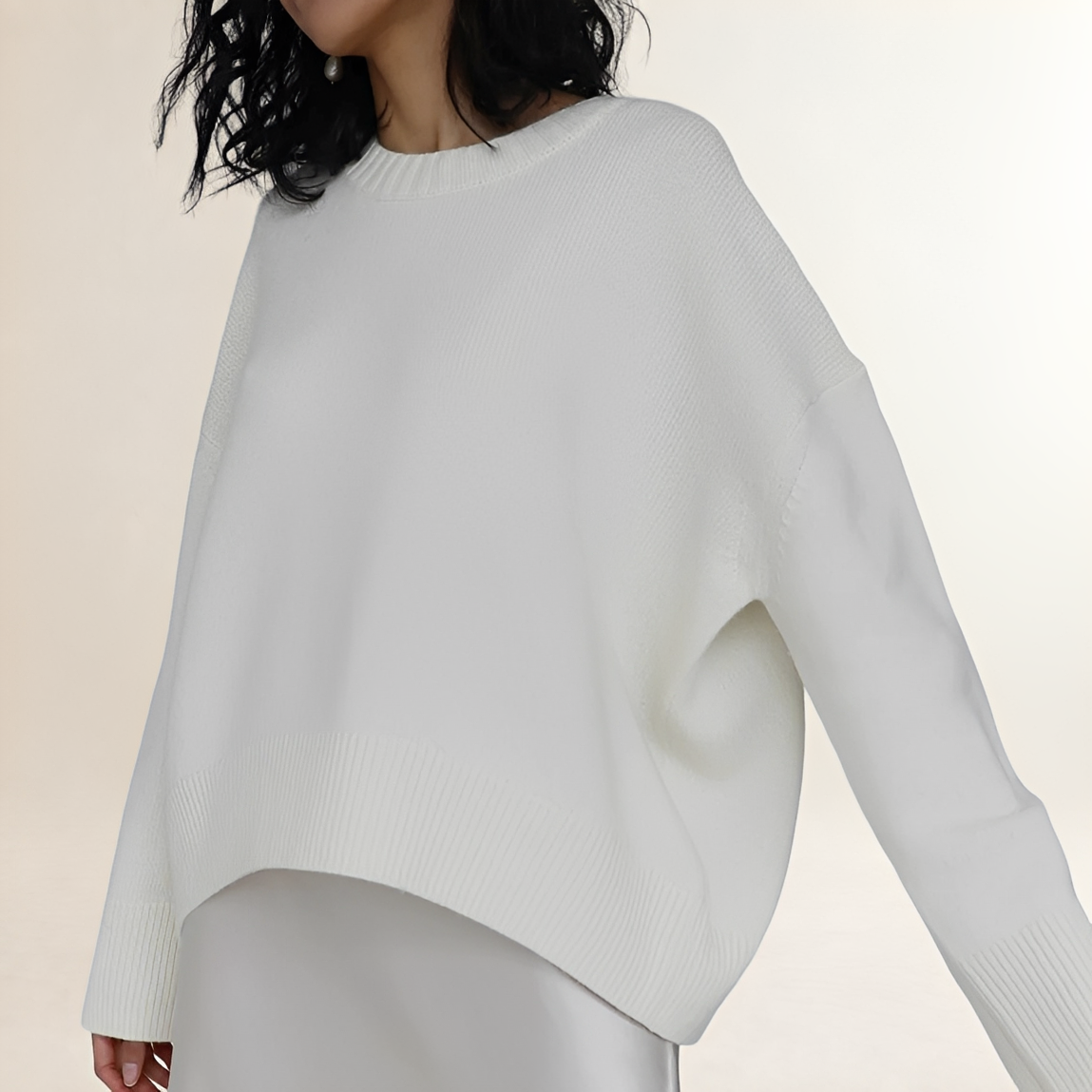 Damen Oversized Pullover Rundhals Longsleeve