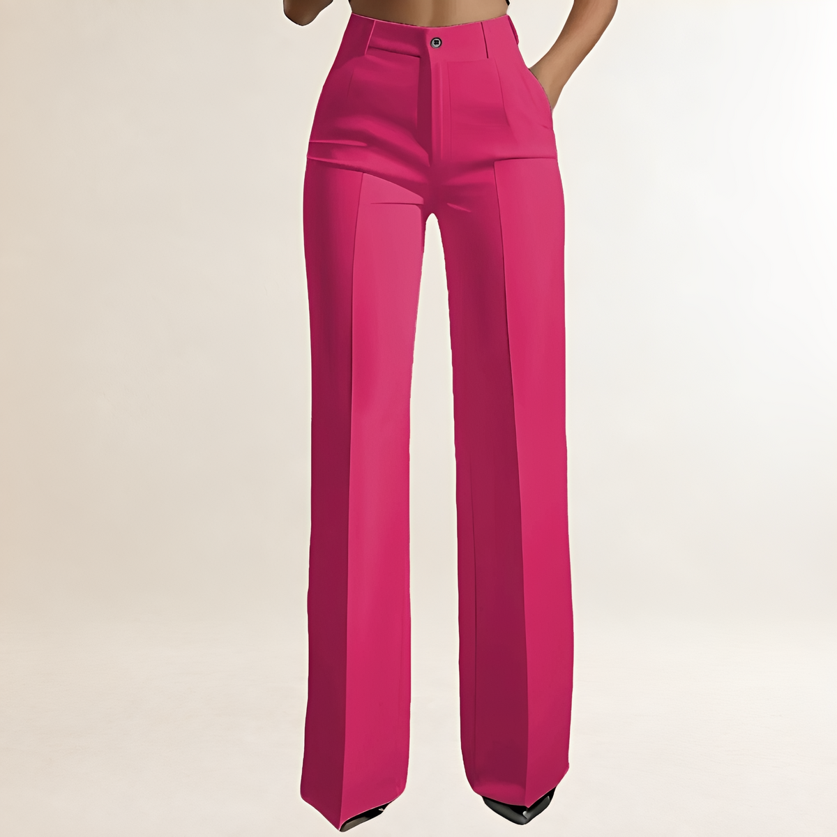 Damen Weite Hose mit hohem Bund und tailliertem Schnitt - Elegante, strukturierte Damenhose