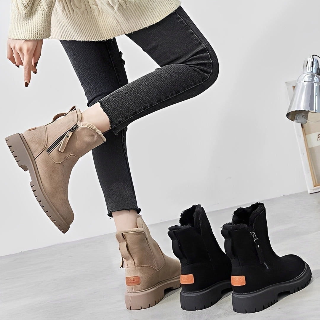 Damen Winterstiefel - Chunky Sohle, Warmfutter, Reißverschluss, Knöchelhoch