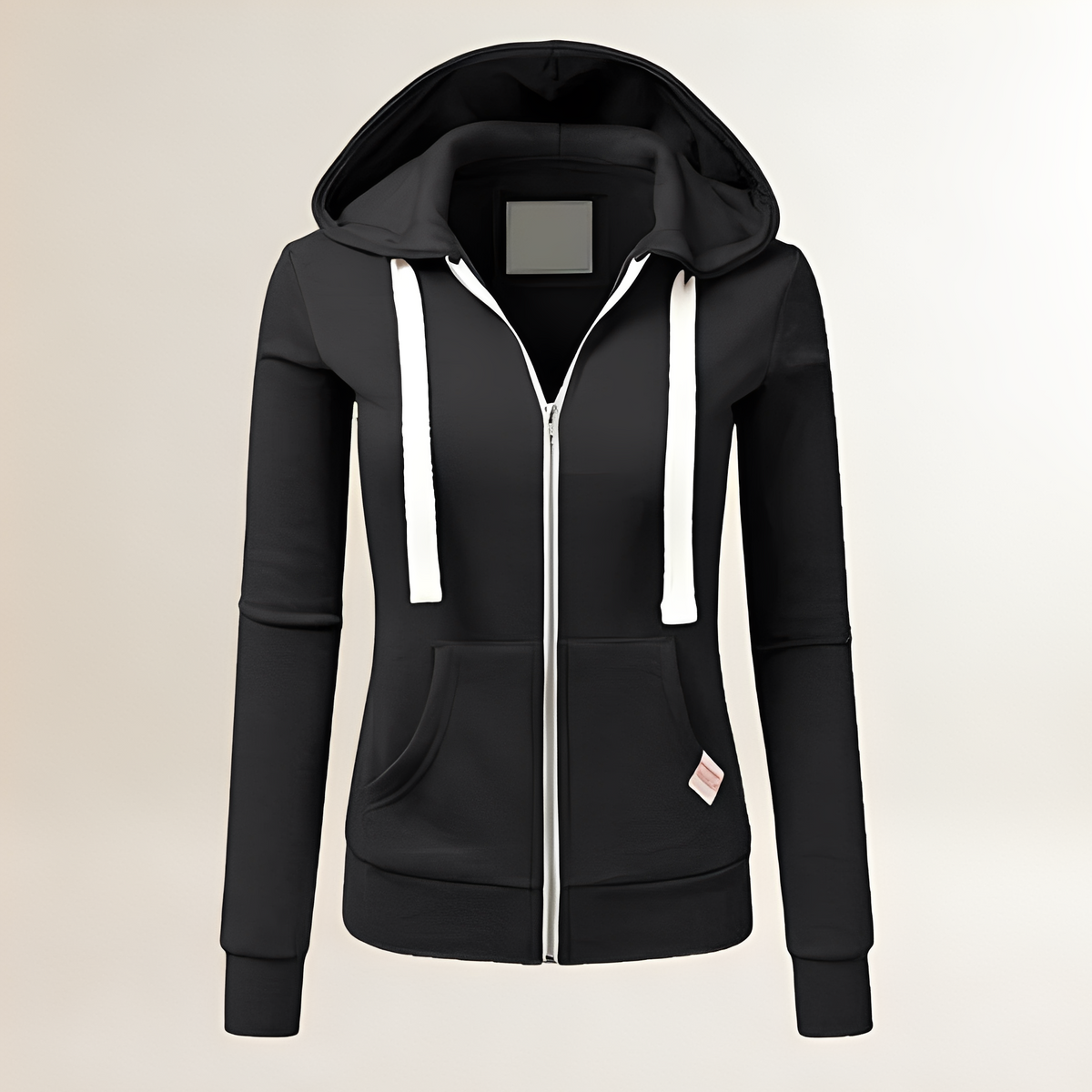 Damen Zip-Hoodie mit enger Passform, Langarm, Kängurutasche