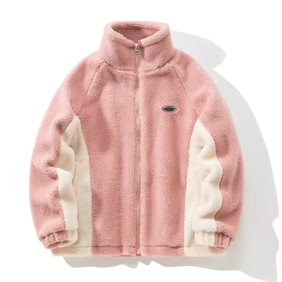 Damen Zip-Up Jacke mit Farbblock-Design und Seitentaschen - Lässige Übergangsjacke