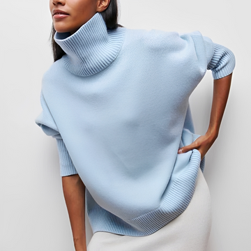 Damentrikot Rollkragenpullover Oversized Fit langarmig mit Drop-Shoulder