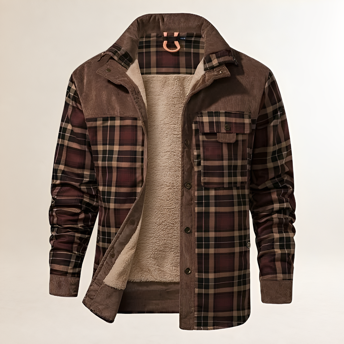 Dapper Jacket Herren Plaid-Überwurf mit Snap-Vorderverschluss, Brusttasche und Seitentaschen – Regular Fit