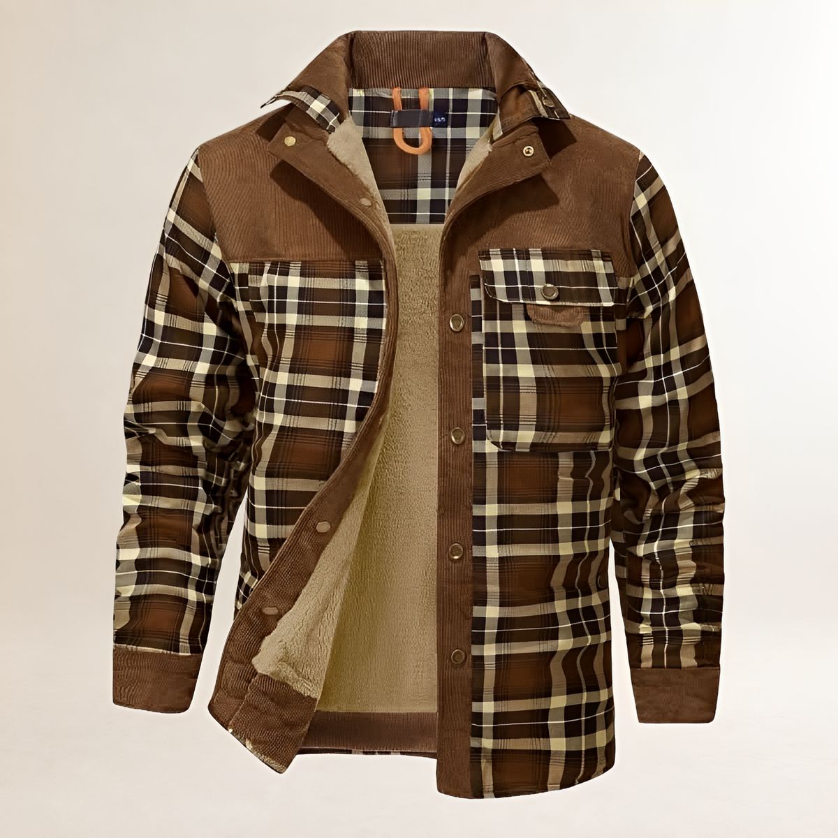 Dapper Jacket Herren Plaid-Überwurf mit Snap-Vorderverschluss, Brusttasche und Seitentaschen – Regular Fit