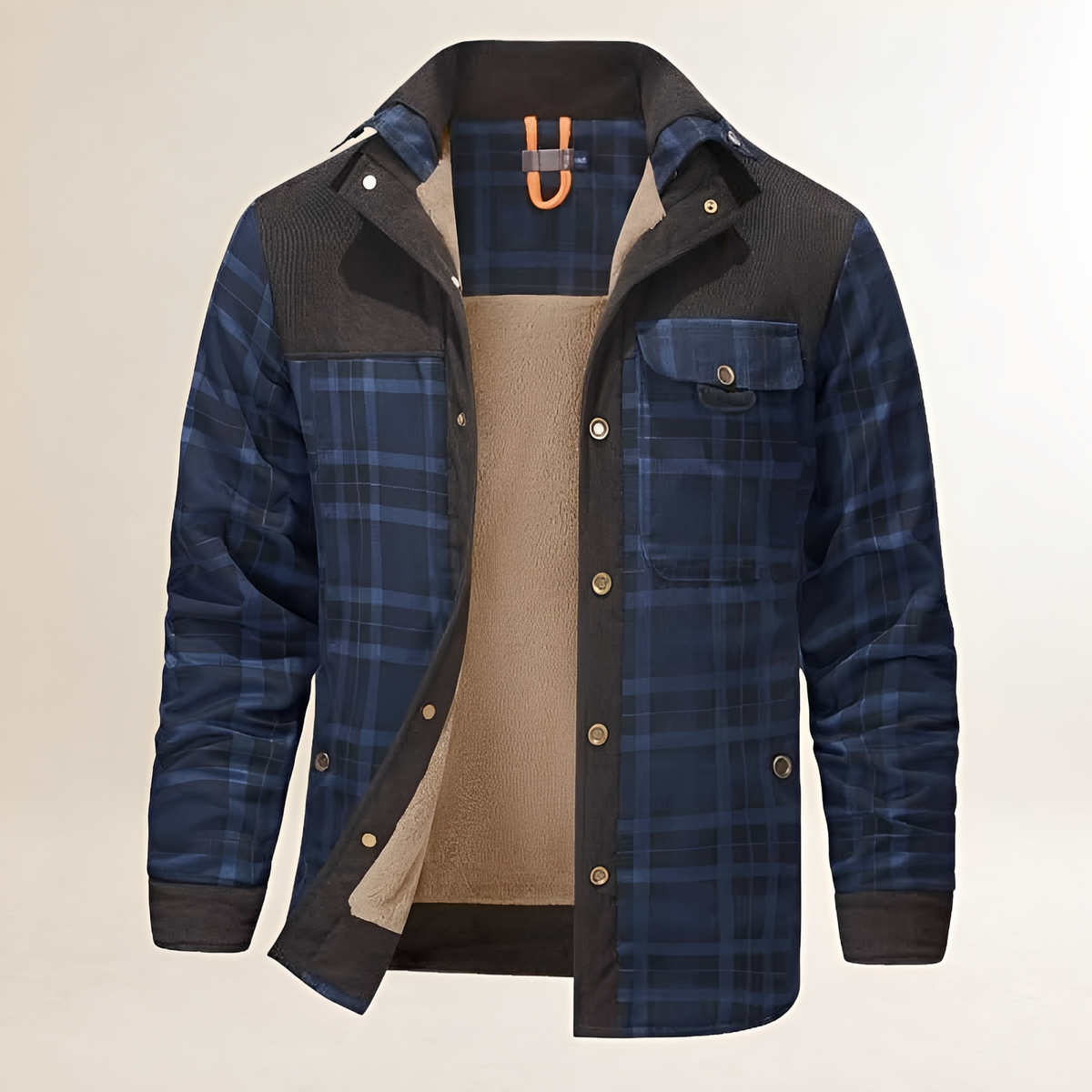Dapper Jacket Herren Plaid-Überwurf mit Snap-Vorderverschluss, Brusttasche und Seitentaschen – Regular Fit