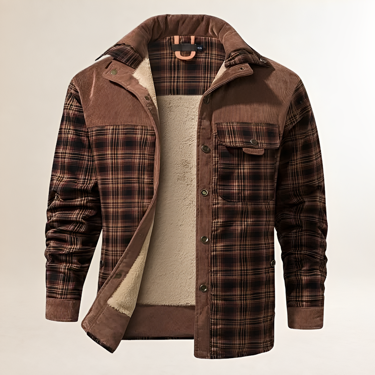 Dapper Jacket Herren Plaid-Überwurf mit Snap-Vorderverschluss, Brusttasche und Seitentaschen – Regular Fit