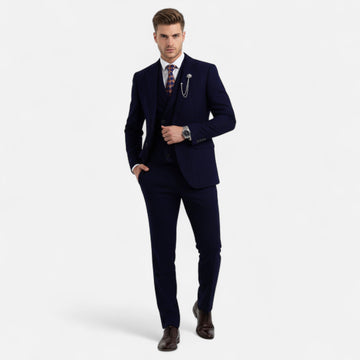 Herren Anzug aus Drei Teilen - Doppelreihiger Schnitt, Hahnentritt Muster, Taillierter Schnitt