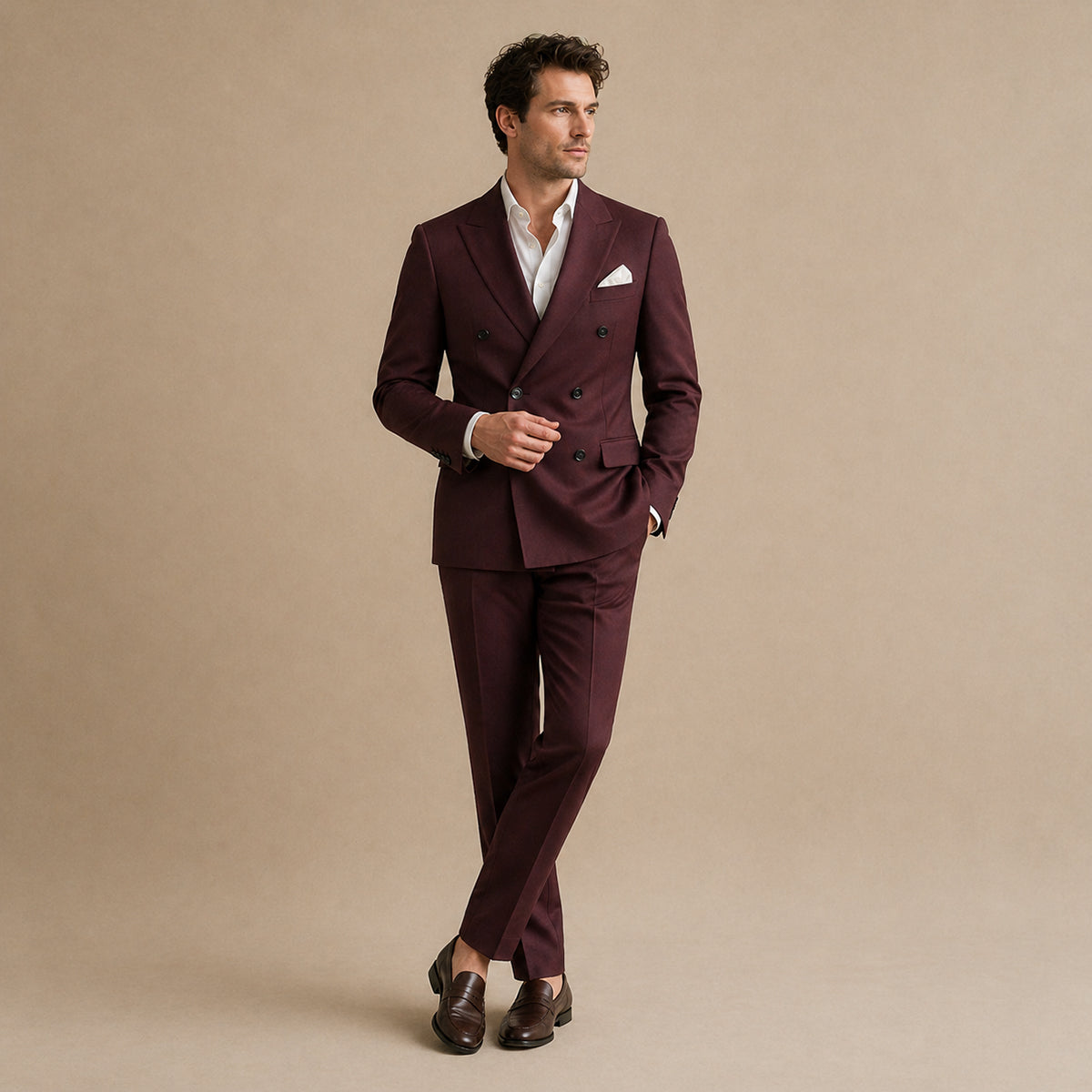 Herren Anzug Sakko Hose Set Doppelreihig formell Slim Fit