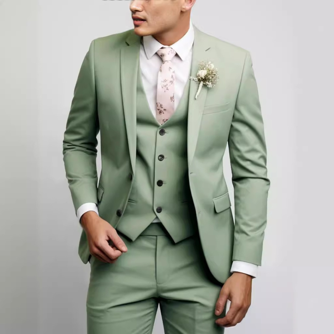 Herren Anzug-Set mit Weste – Moderner Schnitt, einreihige Jacke, flach sitzende Hose