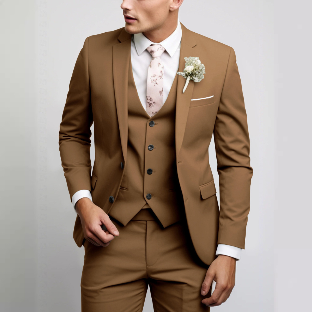 Herren Anzug-Set mit Weste – Moderner Schnitt, einreihige Jacke, flach sitzende Hose
