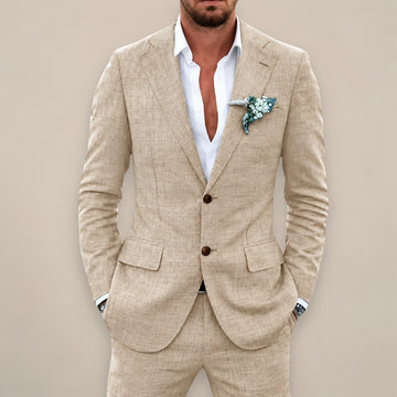 Herren Anzugset Zweiteiler Sakko mit Hose Single-Breasted Tailored Fit