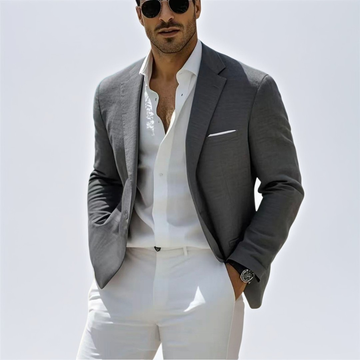 Herren Blazer Notch-Reverskragen Ein-Knopf vorderseite - Regular Fit mit Brust- und Fronttaschen
