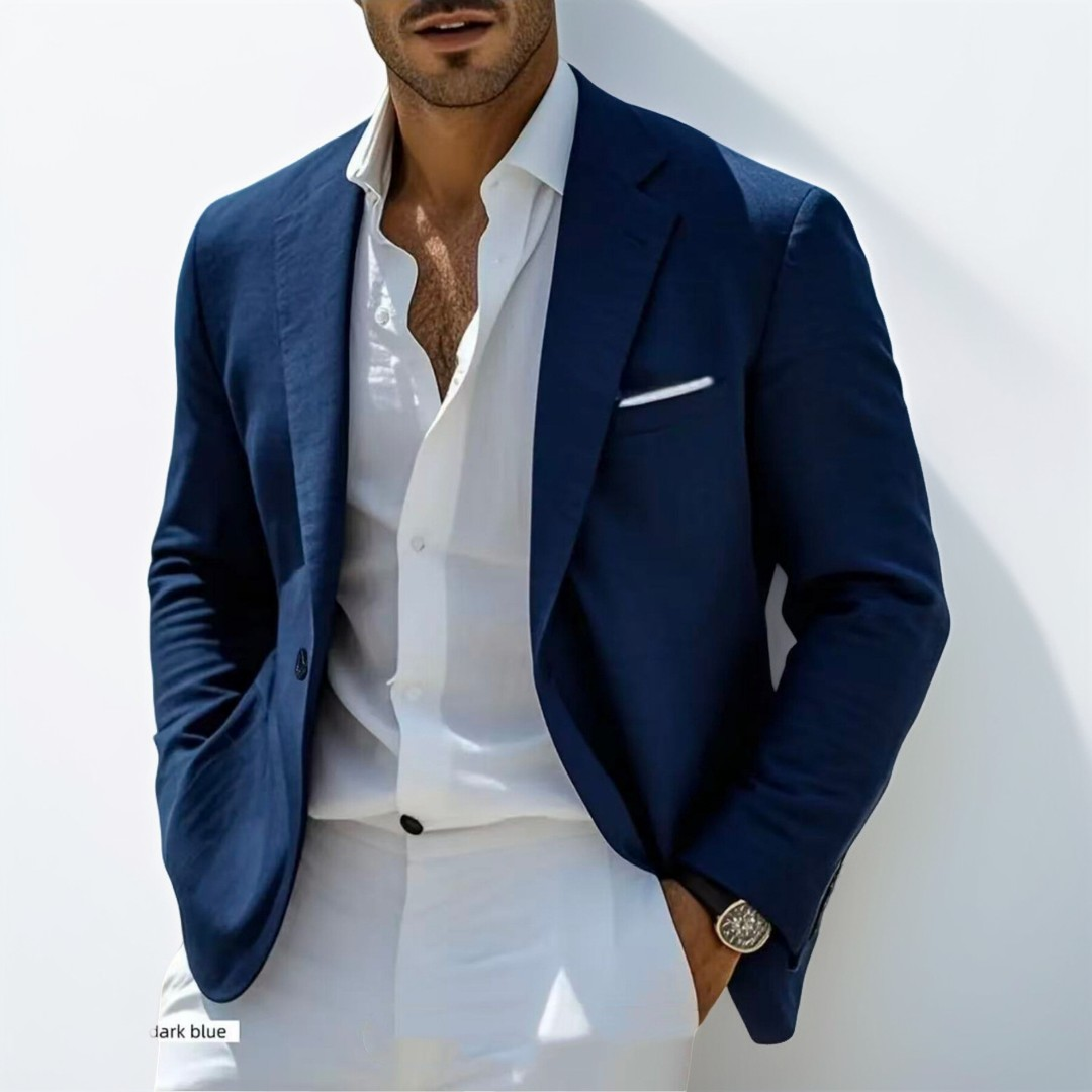 Herren Blazer Notch-Reverskragen Ein-Knopf vorderseite - Regular Fit mit Brust- und Fronttaschen