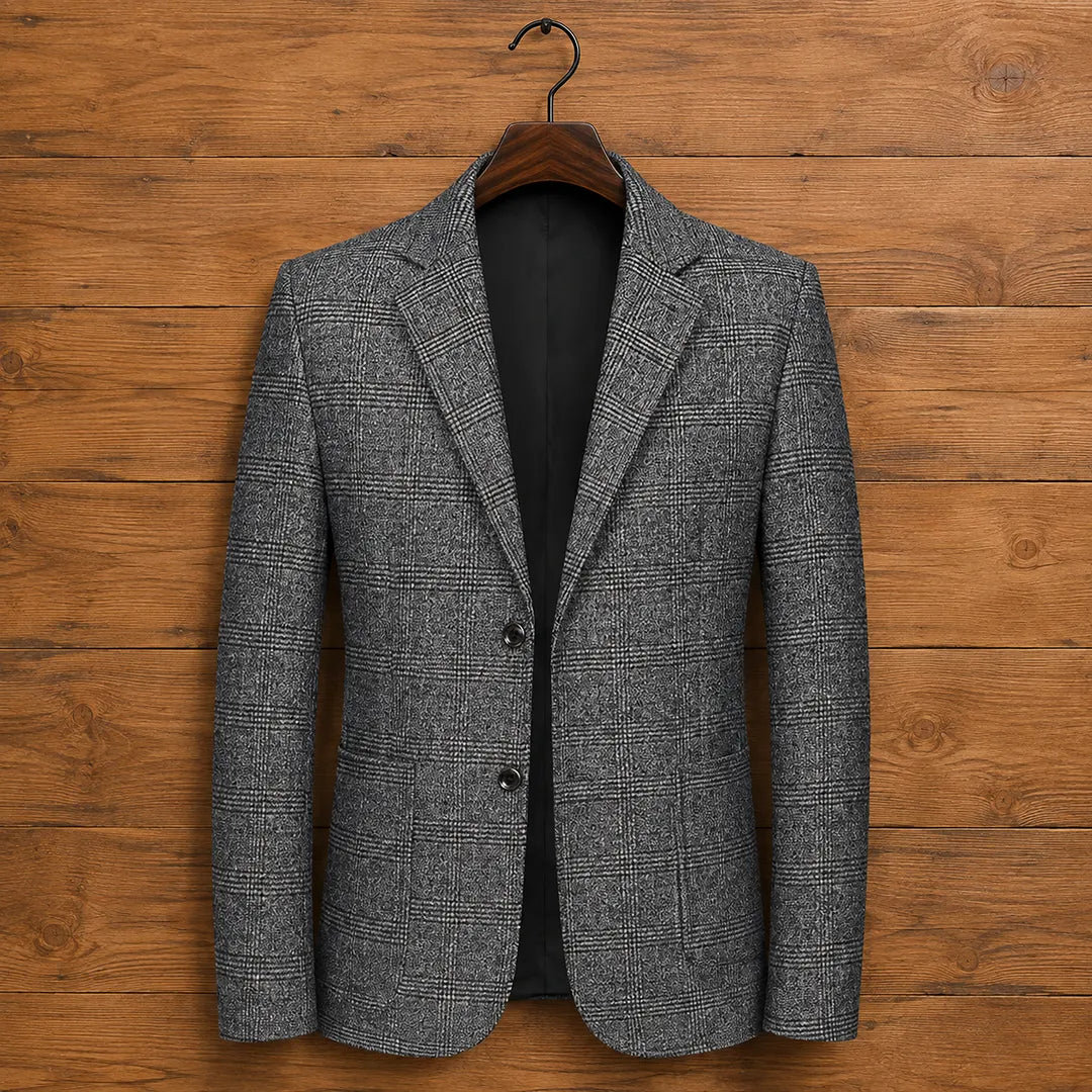 Herren Blazer - Strukturierter Karo-Muster, Einreihig, Zwei-Knopf-Verschluss, Reguläre Passform