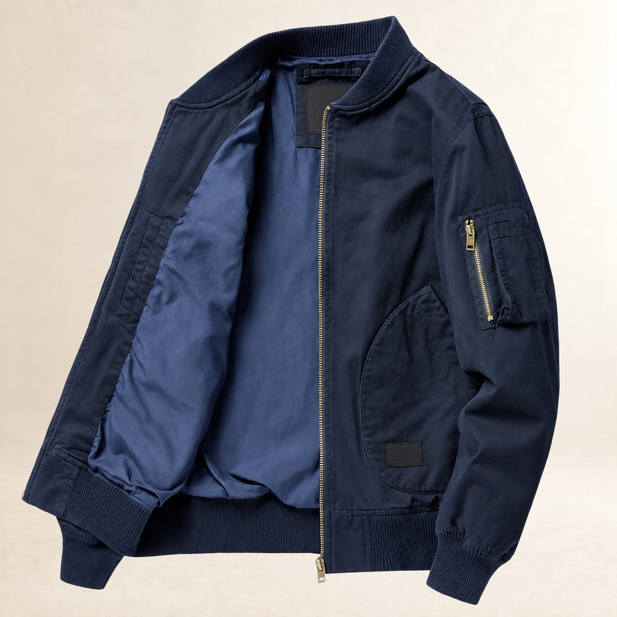 Herren Bomberjacke mit Utility-Tasche und Rippbündchen - Klassischer Schnitt