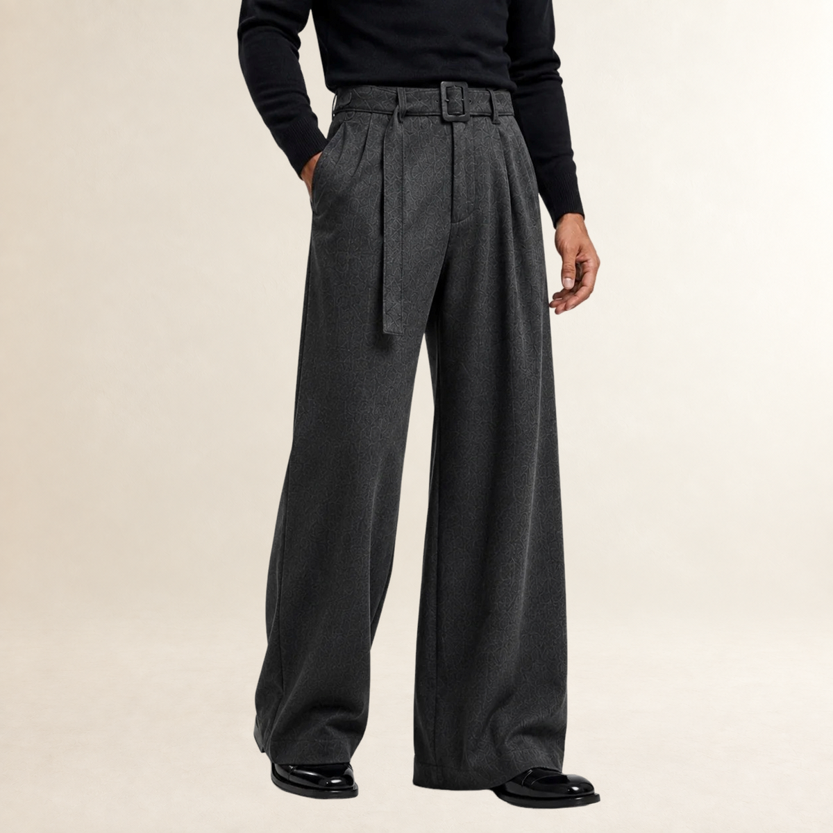Herren-Bundfaltenhose mit weitem Bein und Gürtel - Maßgeschneiderte Passform