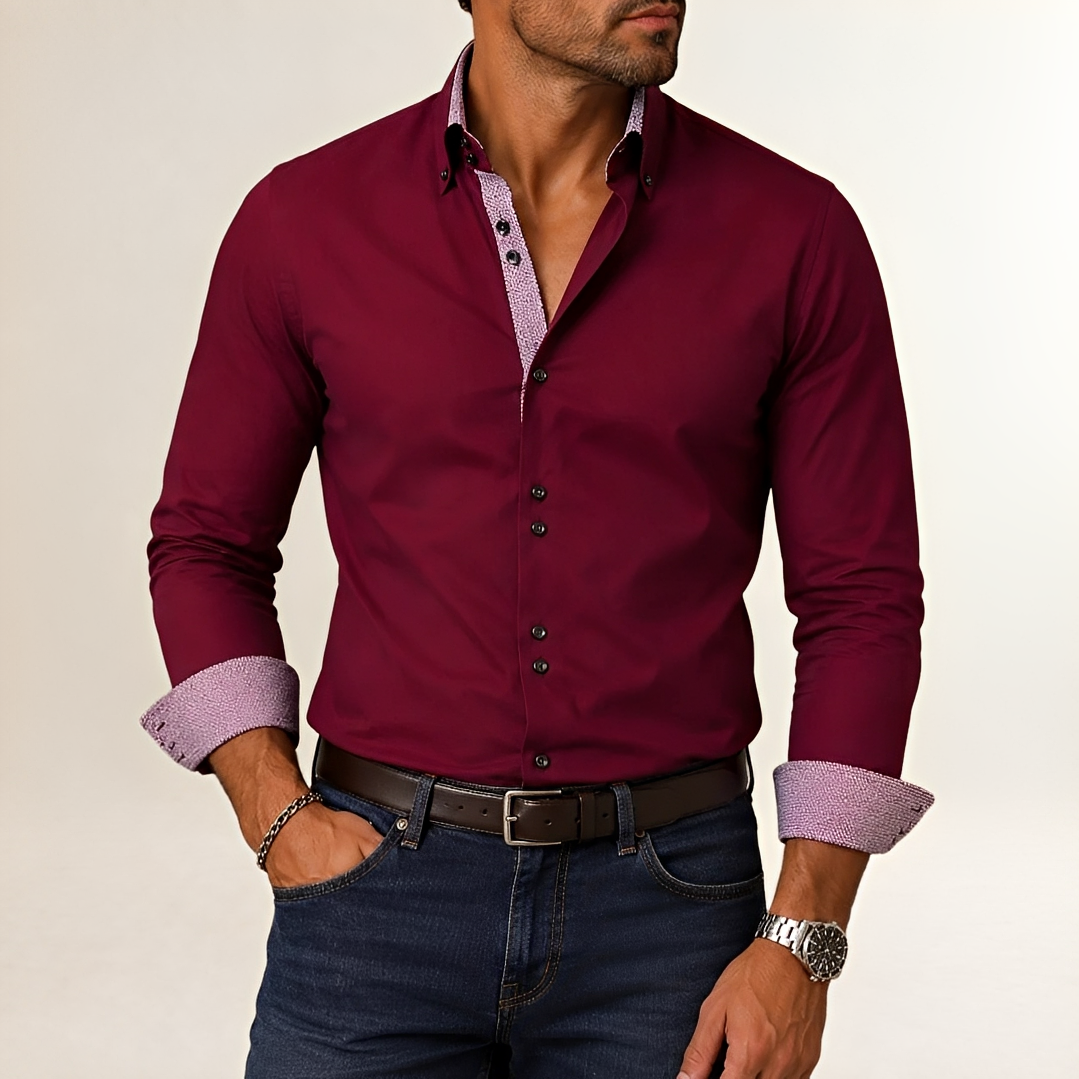 Herren Business-Hemd mit Kentkragen - Slim Fit, Langarm, Kontrastdetails