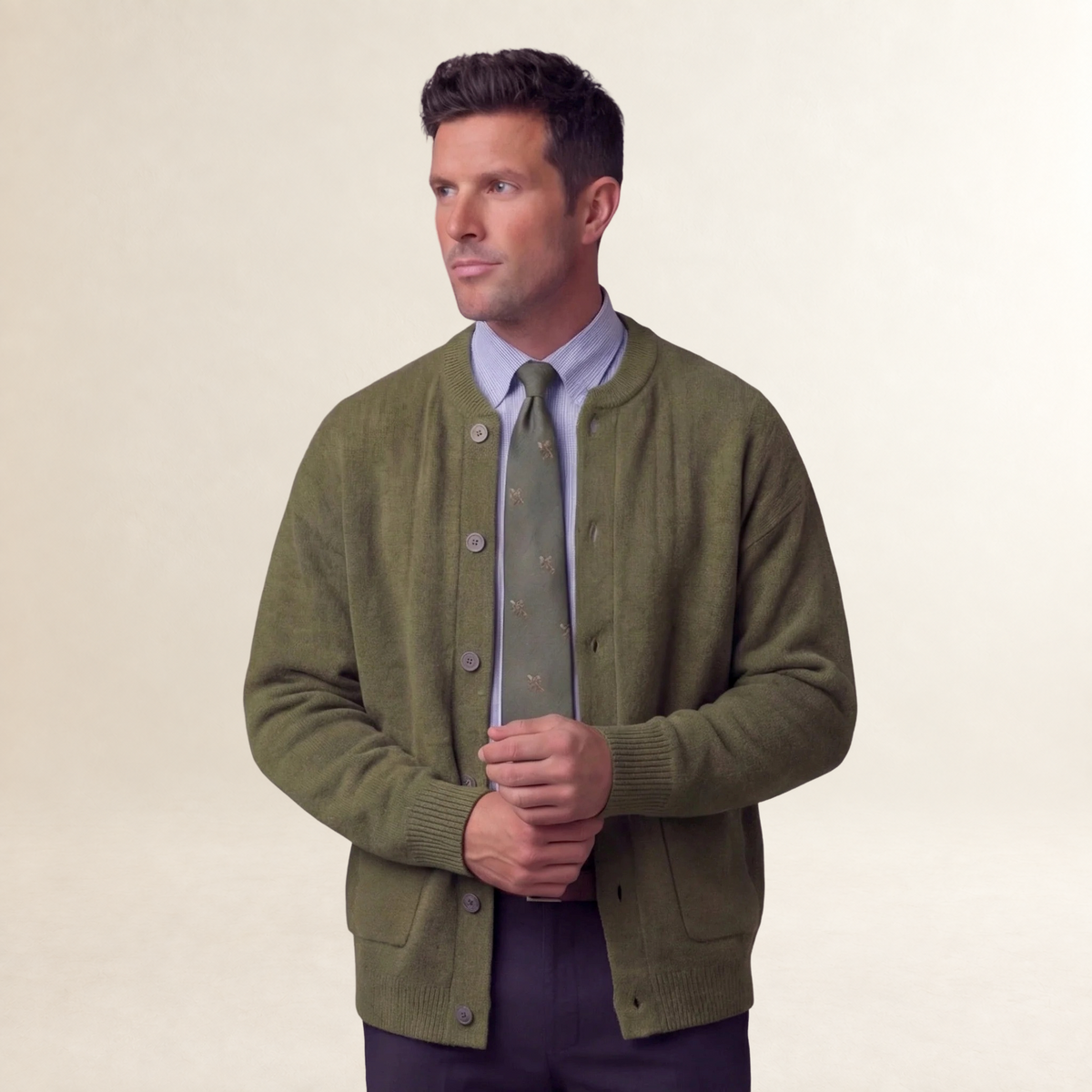 Herren Cardigan mit Knopfleiste und Taschen - Regulärer Schnitt