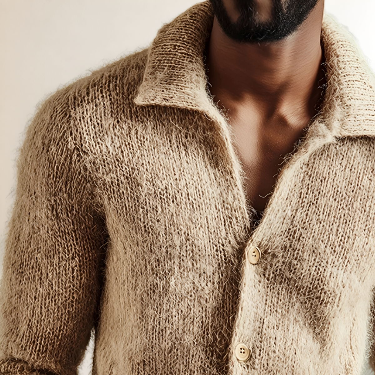 Herren Cardigan mit Reverskragen und Knopfverschluss - Regular Fit