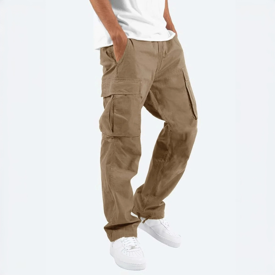 Herren Cargo-Hose - Mehrfachtaschen, lockerer Schnitt, Kordelzug im Bund