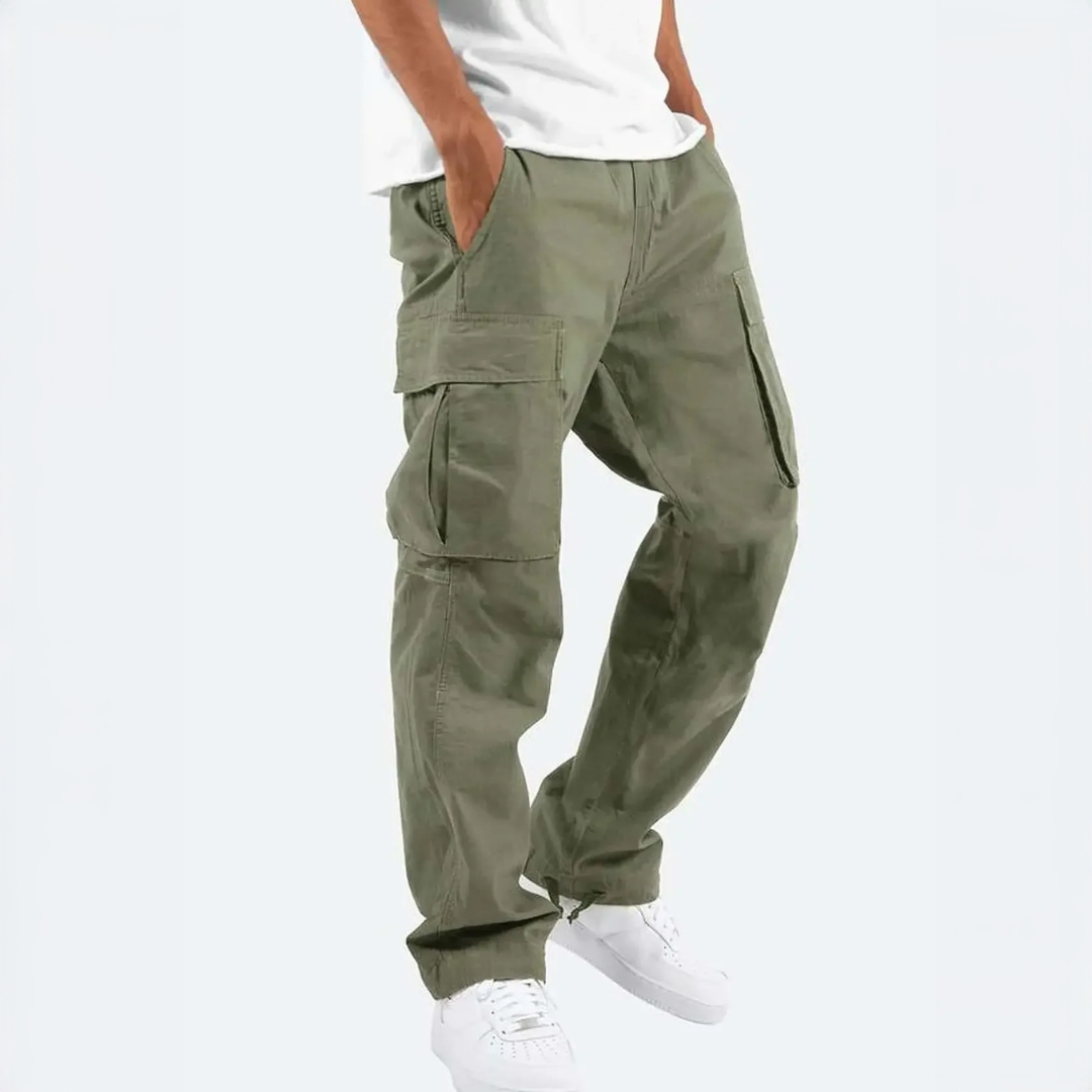 Herren Cargo-Hose - Mehrfachtaschen, lockerer Schnitt, Kordelzug im Bund