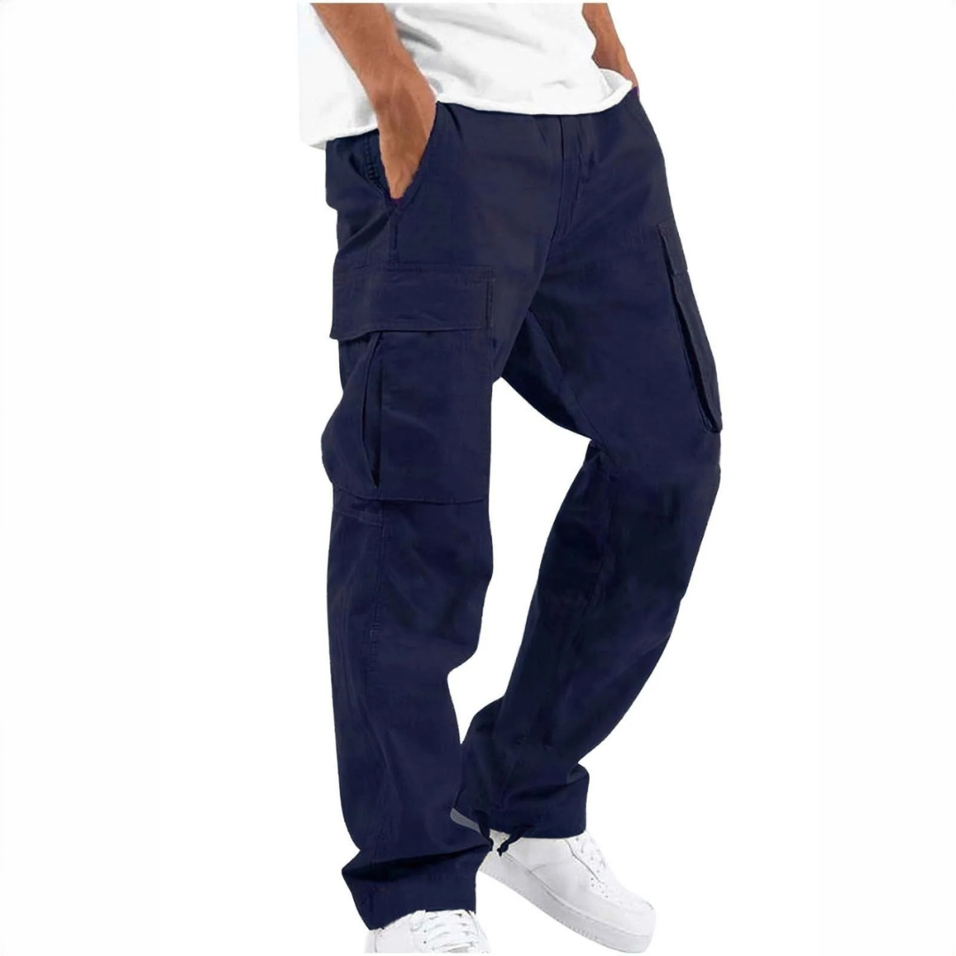 Herren Cargo-Hose - Mehrfachtaschen, lockerer Schnitt, Kordelzug im Bund