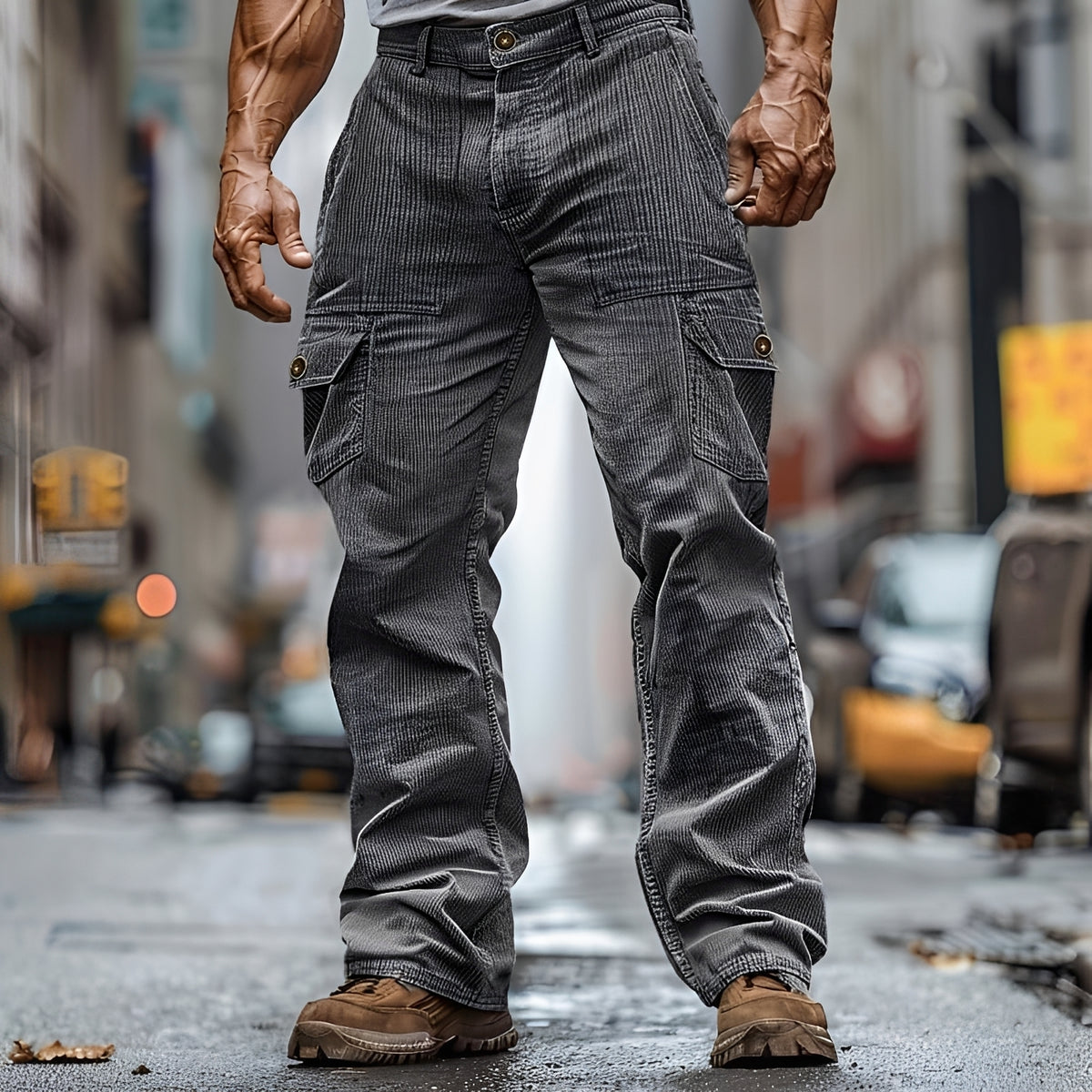 Herren Cargo-Hose mit Mehrfach-Taschen - Gerade Bein, Voll-Länge, Komfortabel