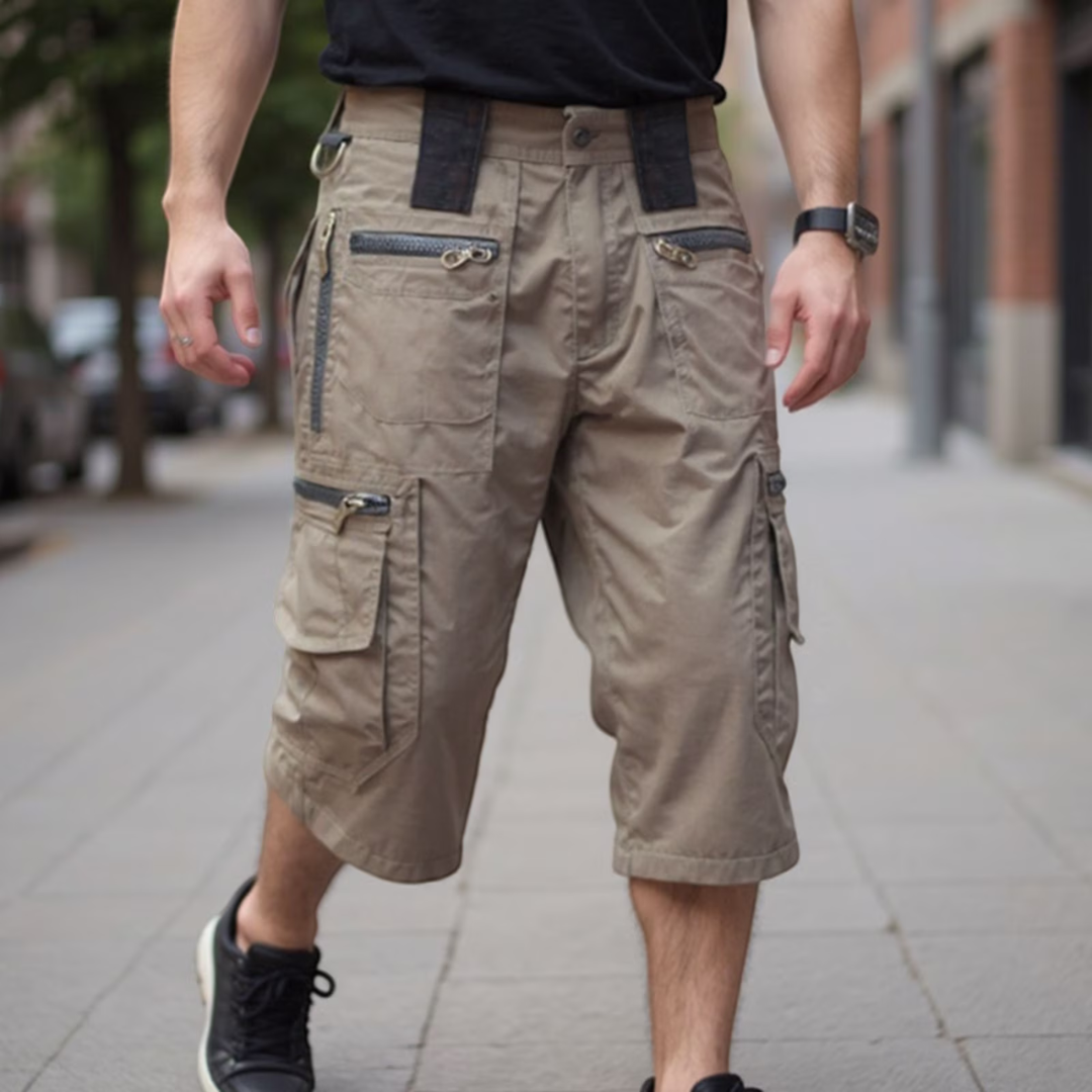 Herren Cargo-Shorts mit Mehrfachtaschen und Reißverschluss - Strukturierter Schnitt