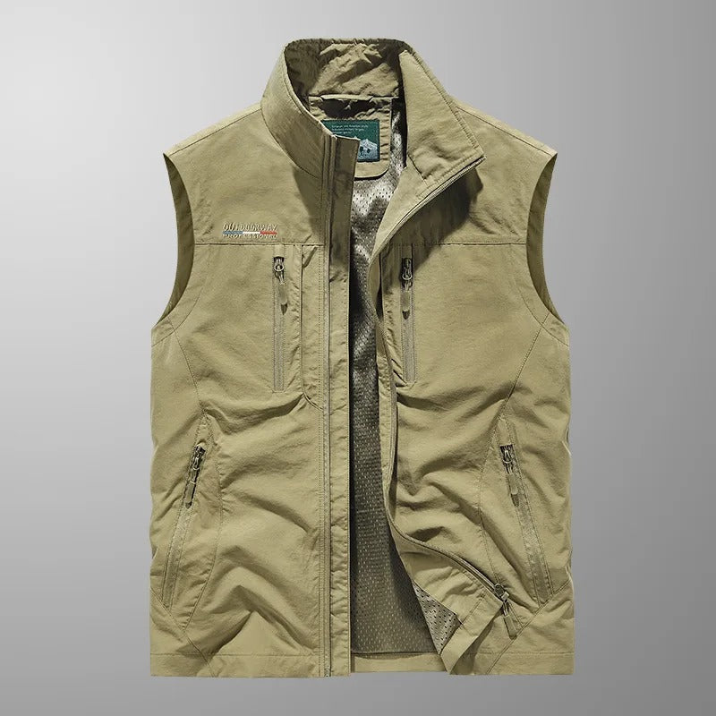 Herren Cargo Weste - Atmungsaktive Outdoor Weste mit Mehreren Taschen und Reißverschluss
