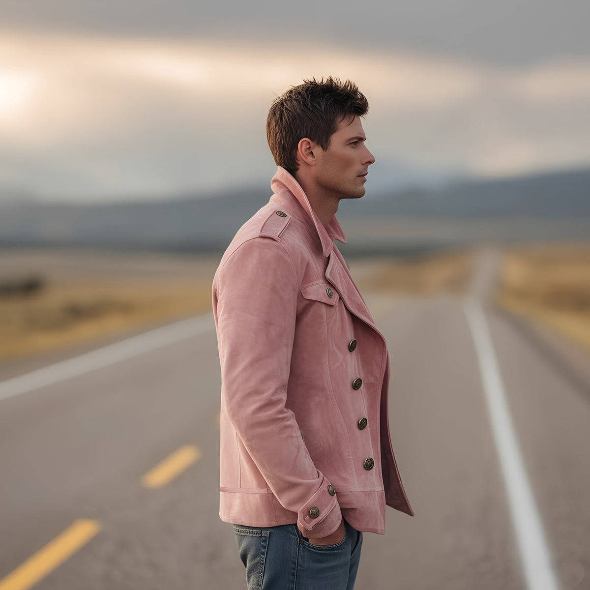 Herren Doppelt geknöpfte Pea Coat Jacke mit Epauletten - Klassischer Schnitt