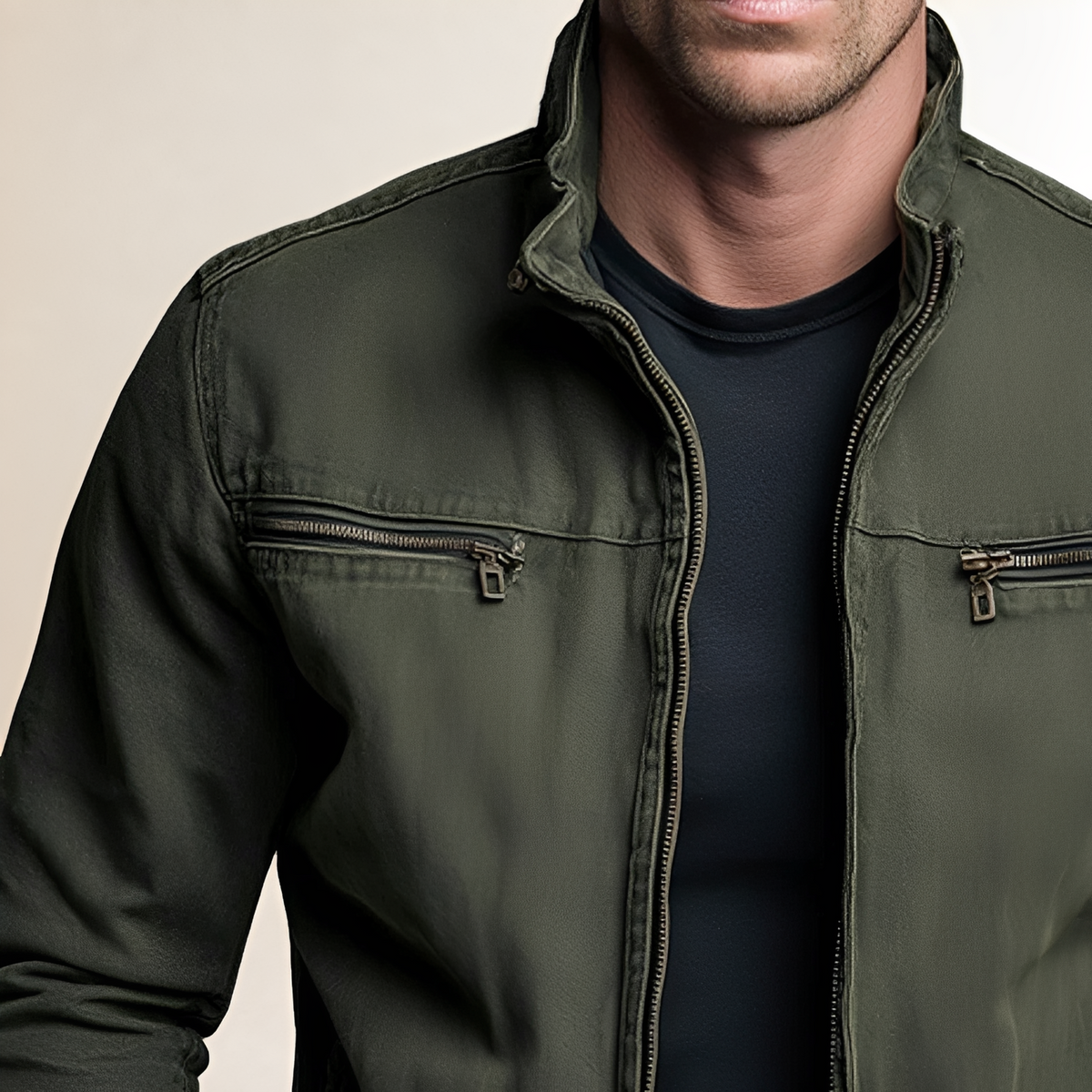 Herren Freizeitjacke mit Reißverschluss und Reverskragen - Modernes Slim Fit Design