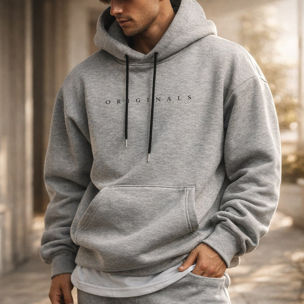 Herren Hoodie mit Kapuze, Kängurutasche, gerader Schnitt