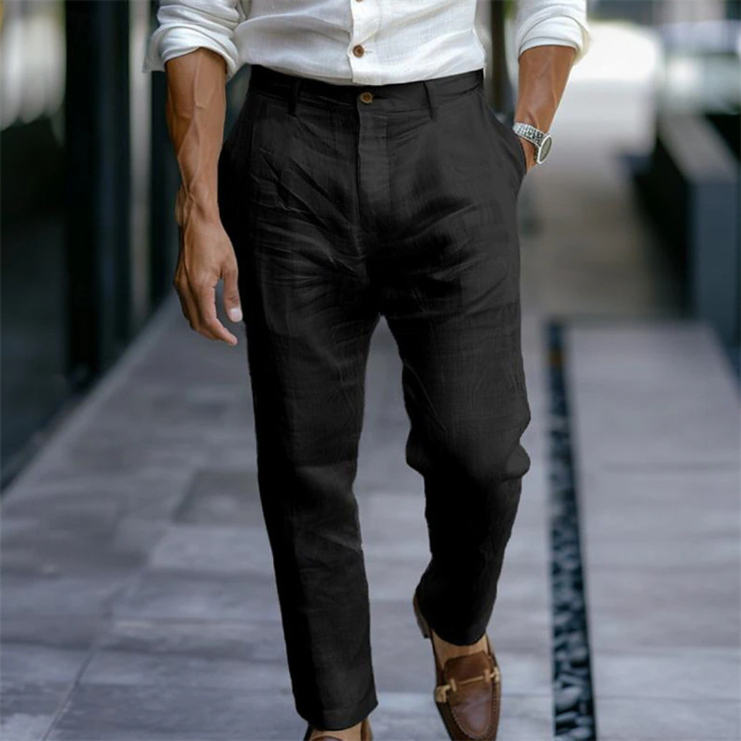 Herren Hose - Tailored Pleated Front, Slim Tailored Passform mit Bundverschluss