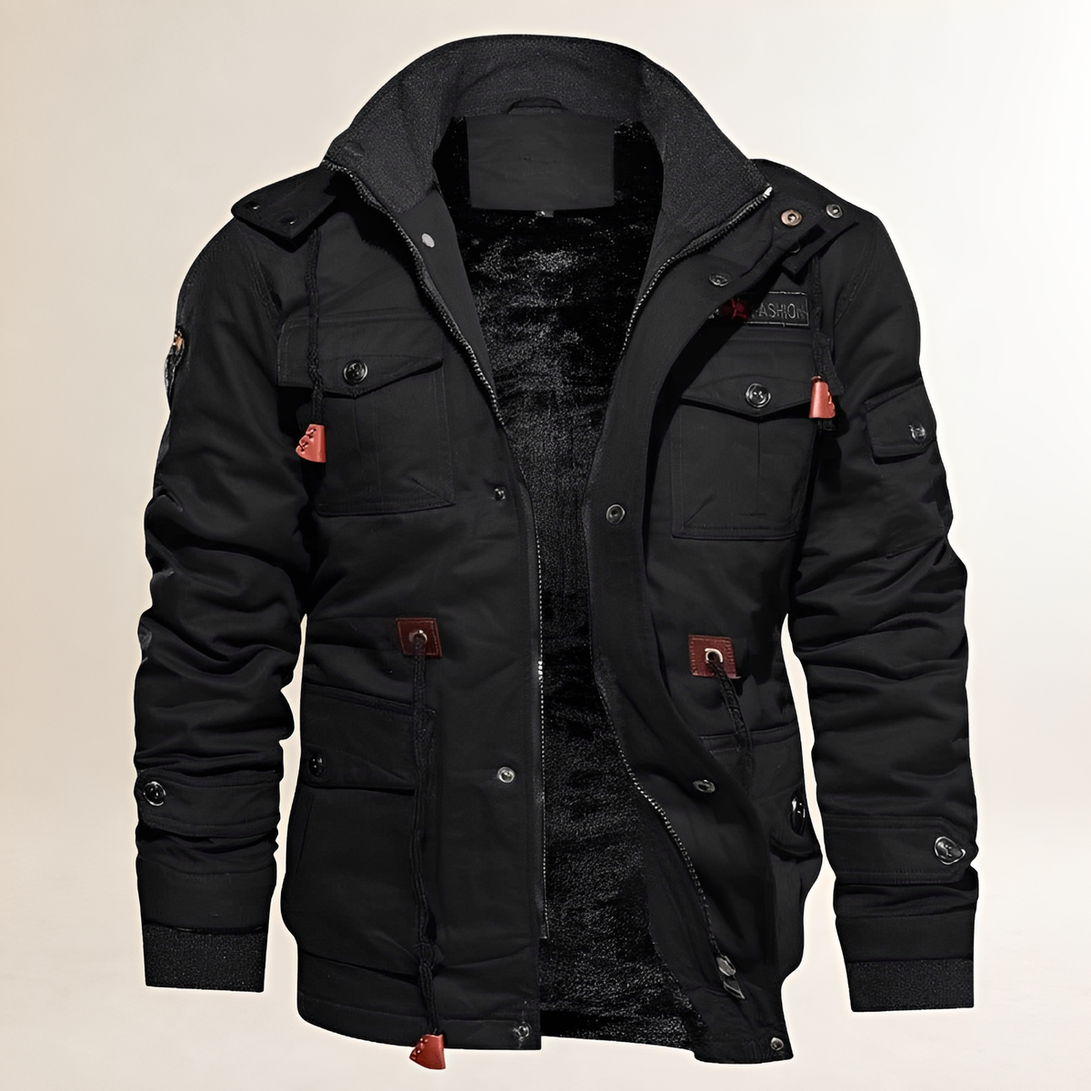Herren Jacke Kapuzenjacke mit Mehreren Taschen - Verstellbarer Sitz, Casual