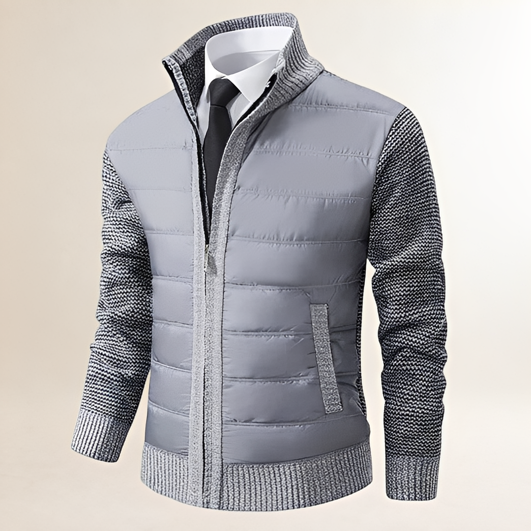 Herren Jacke Steppung mit Reißverschluss und hohem Kragen - Slim Fit