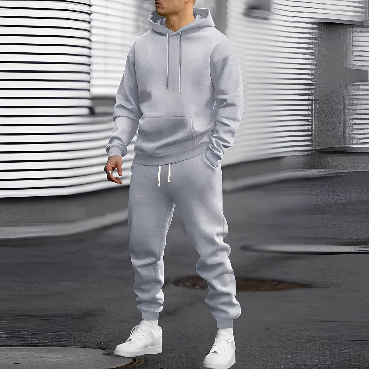 Herren Jogginganzug mit Kapuzenhoodie und Jogpants - Relaxed Fit mit Kängurutasche