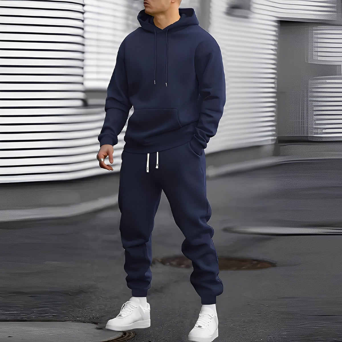 Herren Jogginganzug mit Kapuzenhoodie und Jogpants - Relaxed Fit mit Kängurutasche