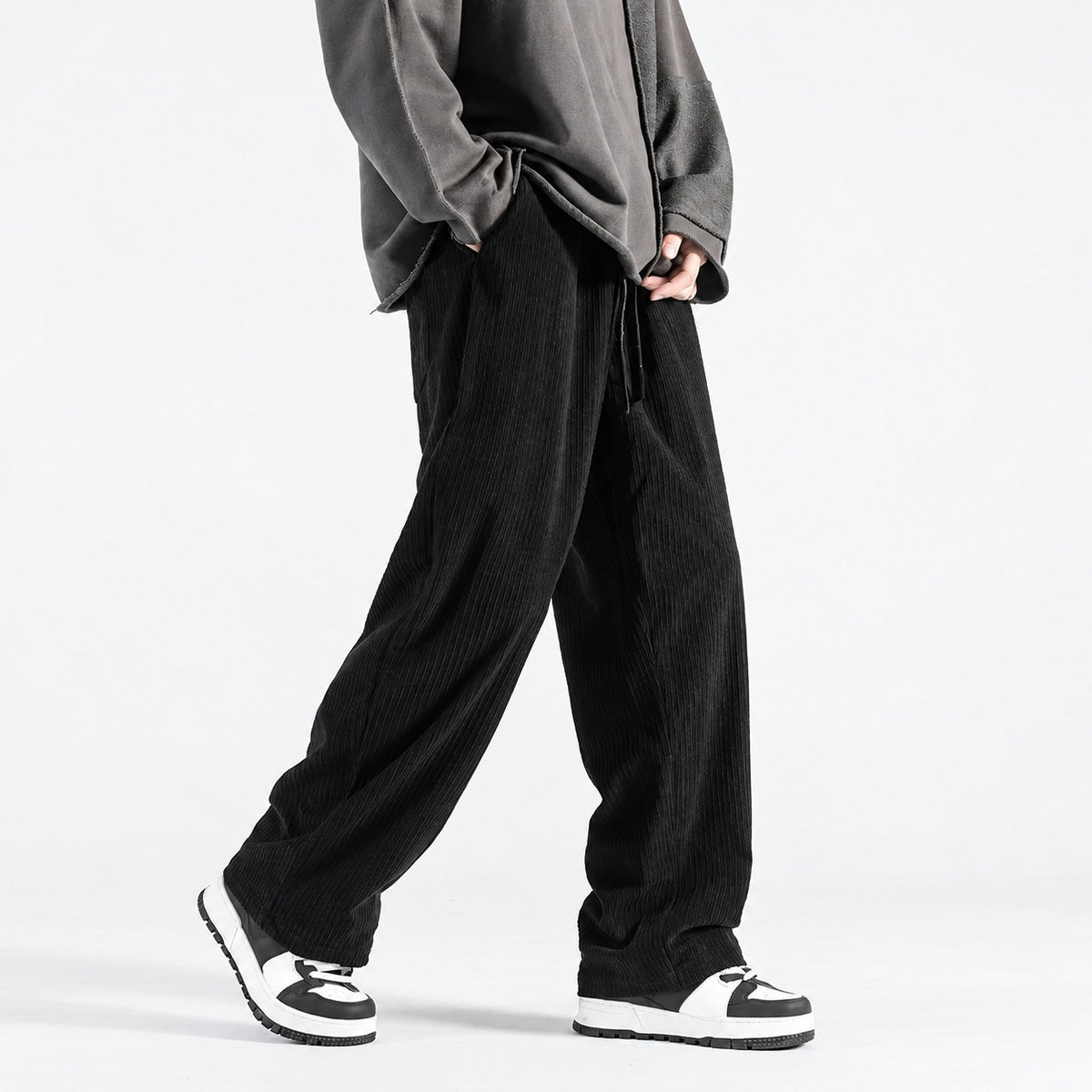 Herren Jogginghose mit Lockerem Schnitt Drawstring Bund Weite Beinlinie