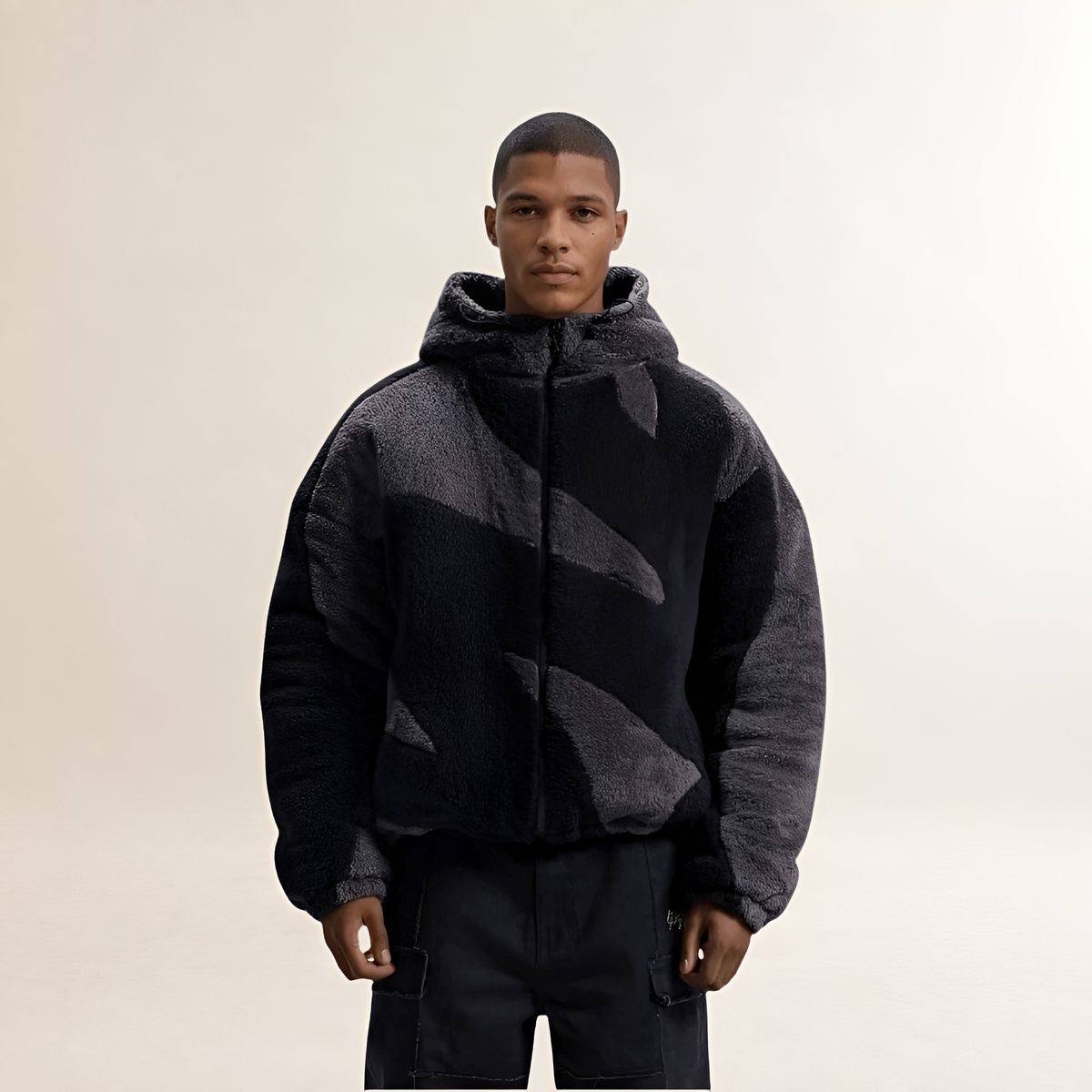 Herren Kapuzenjacke mit Reißverschluss - lockerer Schnitt, Farbblock-Design
