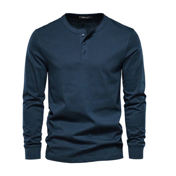 Herren Langarm Henley T-Shirt mit Knopfleiste und regulärem Schnitt