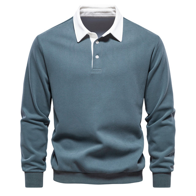 Herren Langarm Polo Hemd mit klassischem Kragen und Rippbündchen