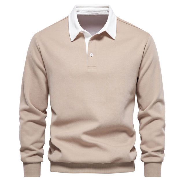 Herren Langarm Polo Hemd mit klassischem Kragen und Rippbündchen