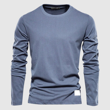 Herren Langarm T-Shirt mit Rundhalsausschnitt und Logo-Patch - Regulärer Schnitt