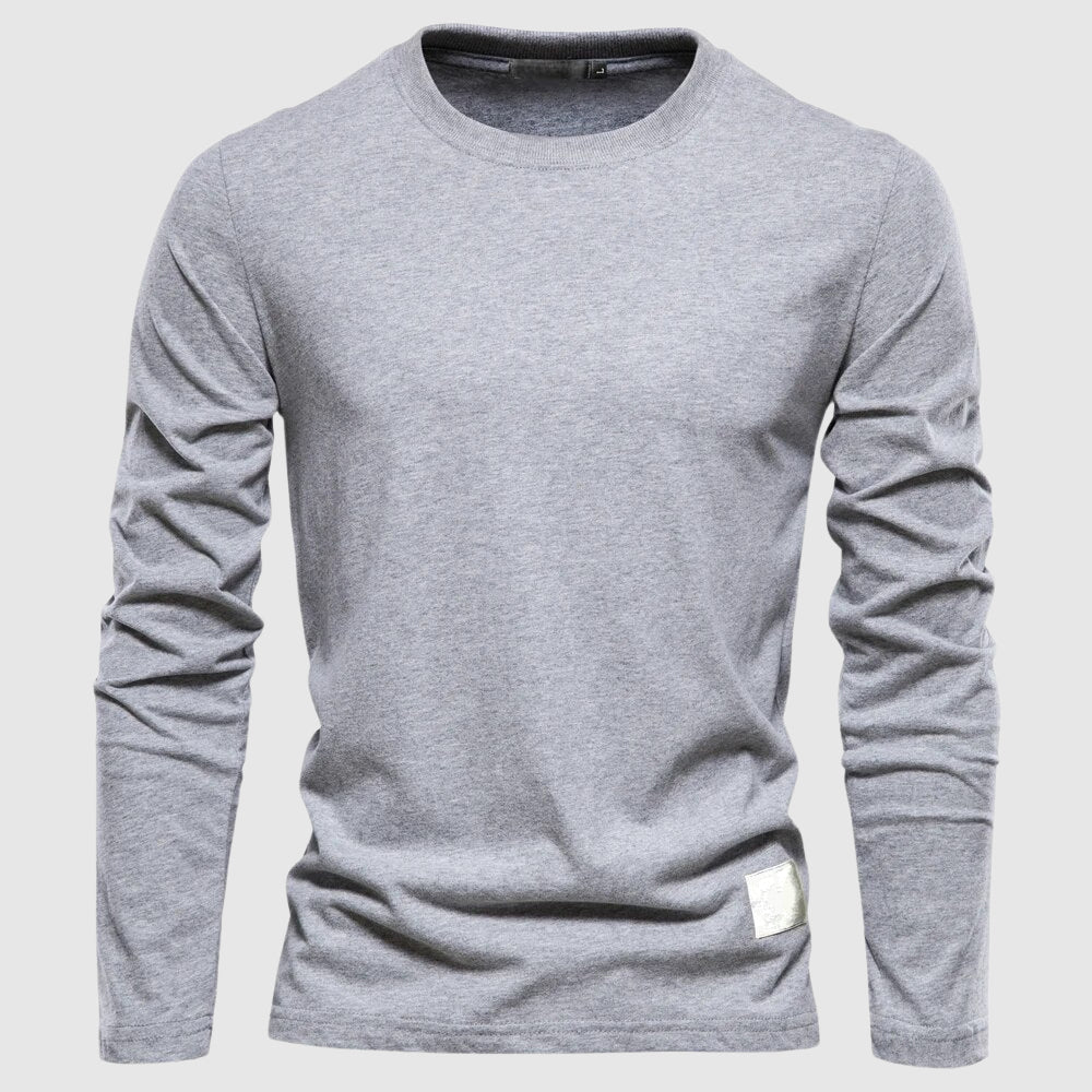 Herren Langarm T-Shirt mit Rundhalsausschnitt und Logo-Patch - Regulärer Schnitt