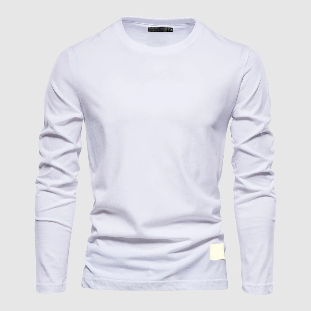 Herren Langarm T-Shirt mit Rundhalsausschnitt und Logo-Patch - Regulärer Schnitt