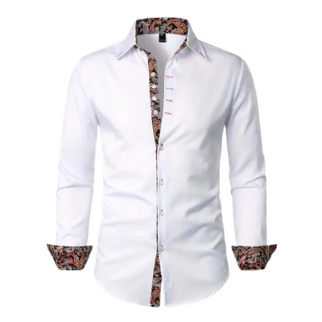 Herren Langarmhemd mit Paisleymuster - Slim Fit, Knopfleiste, klassischer Kragen