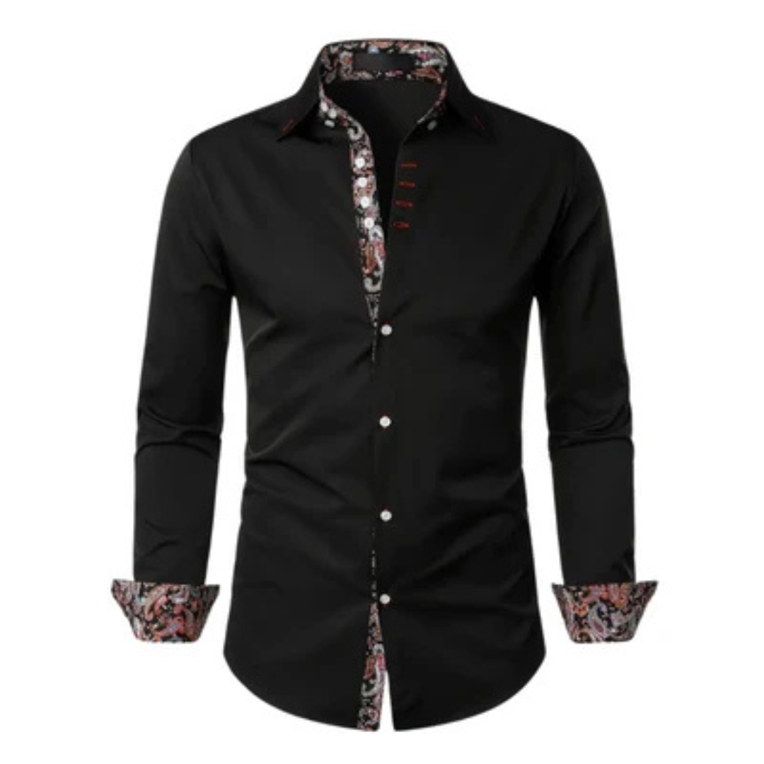 Herren Langarmhemd mit Paisleymuster - Slim Fit, Knopfleiste, klassischer Kragen