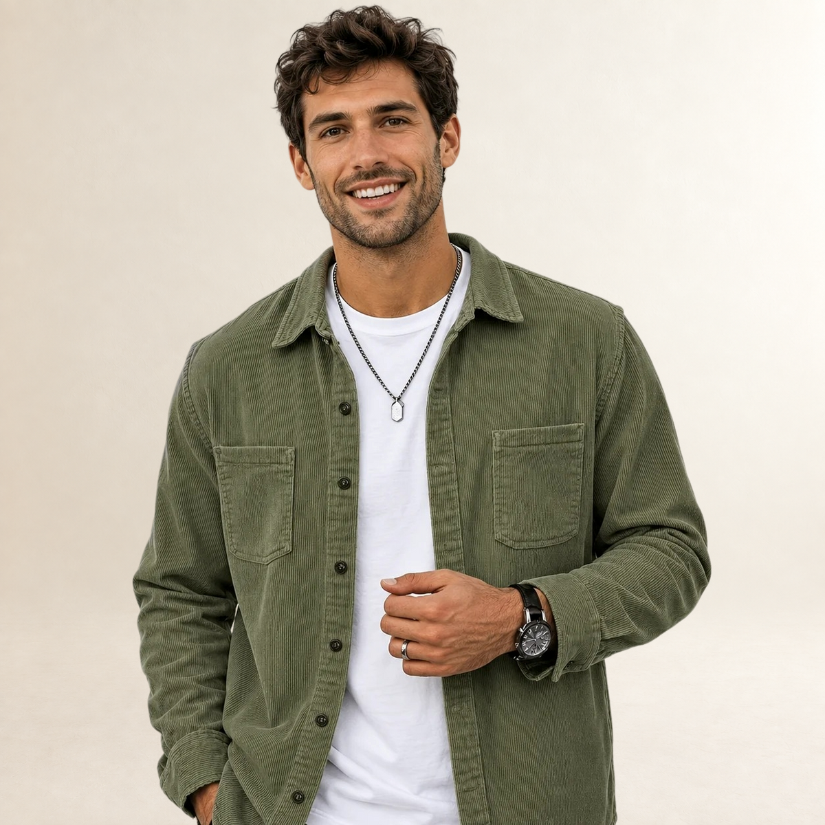 Herren Overshirt Shacket mit Reverskragen und Knopfleiste - Regular Fit, lange Ärmel