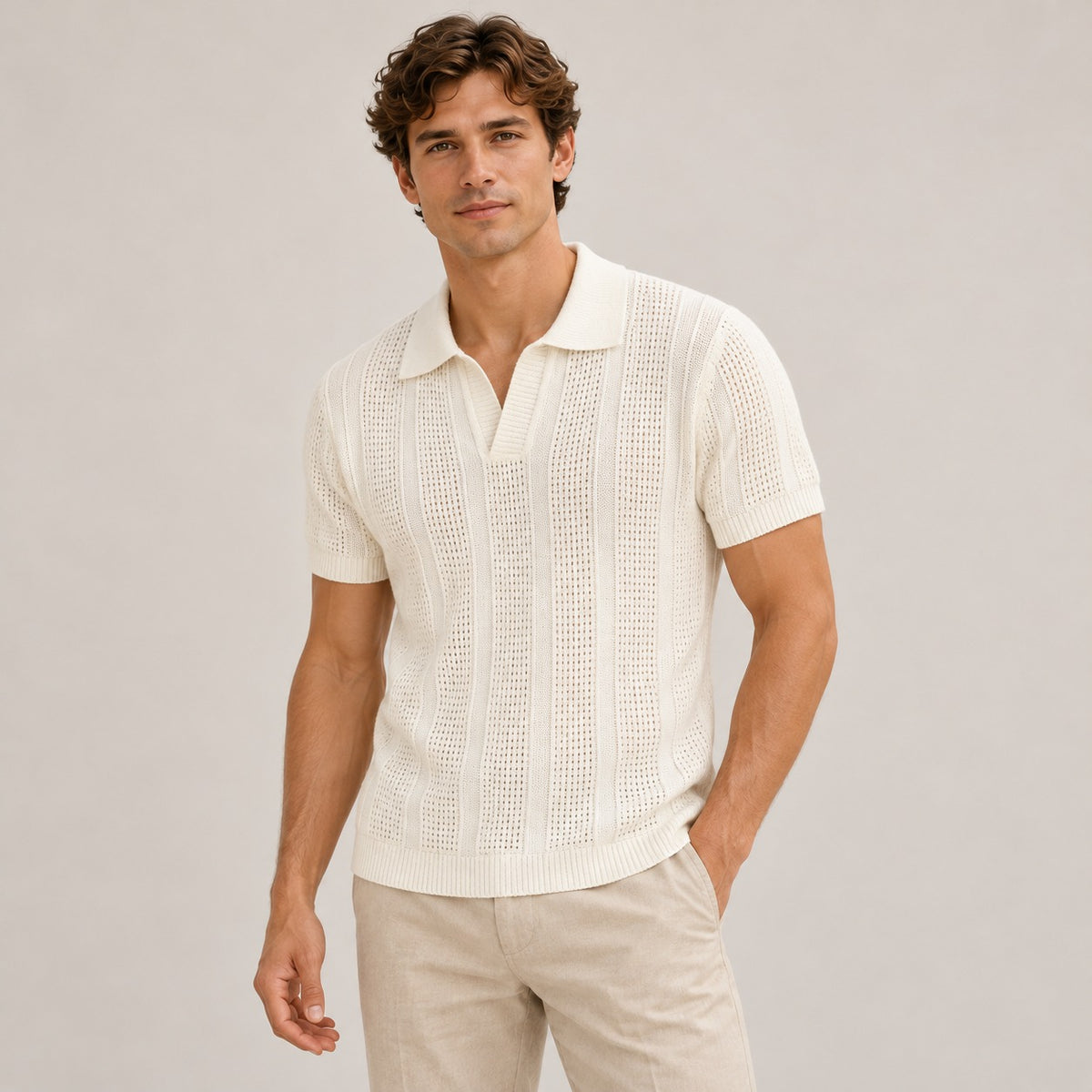 Herren Polo-Shirt Kurzarm Texturiertes Design Klassischer Kragen